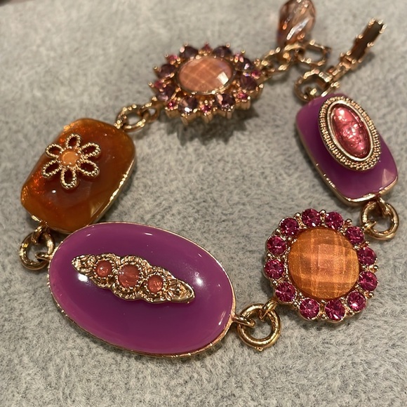 Liz Claiborne Sherbert Bracelet Pink & Orange & gold 7” - Picture 9 of 9